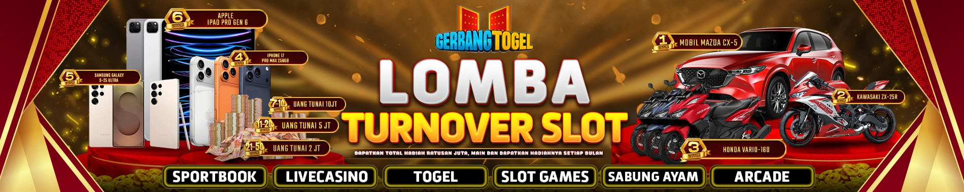 LOMBA TURNOVER SLOT HADIAH MEWAH HANYA DI GERBANGTOGEL